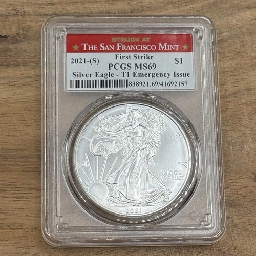 2021-(S) American Silver Eagle $1 - Type 1 Emergancy Issue 1st Strike =PCGS MS69