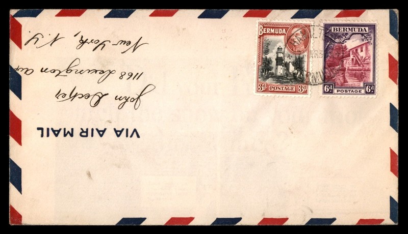 Mayfairstamps Bermuda dual Hamilton to New York NY USA air mail Cover cca_17543