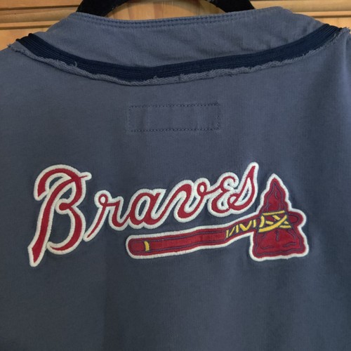 Vintage Women's LG Atlanta Braves Embroidered Nike Button Up Baseball Jersey Y2K