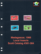 $7.85 Scott Value - 1966 MADAGASCAR Insects Indian Ocean Africa CV MNH NH UMM