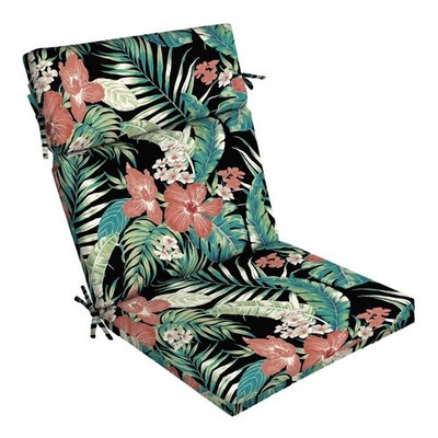 Outdoor Chair Cushion Rectangle Black Palm 44 Inch Long 21 Inch Wide 1 Piece