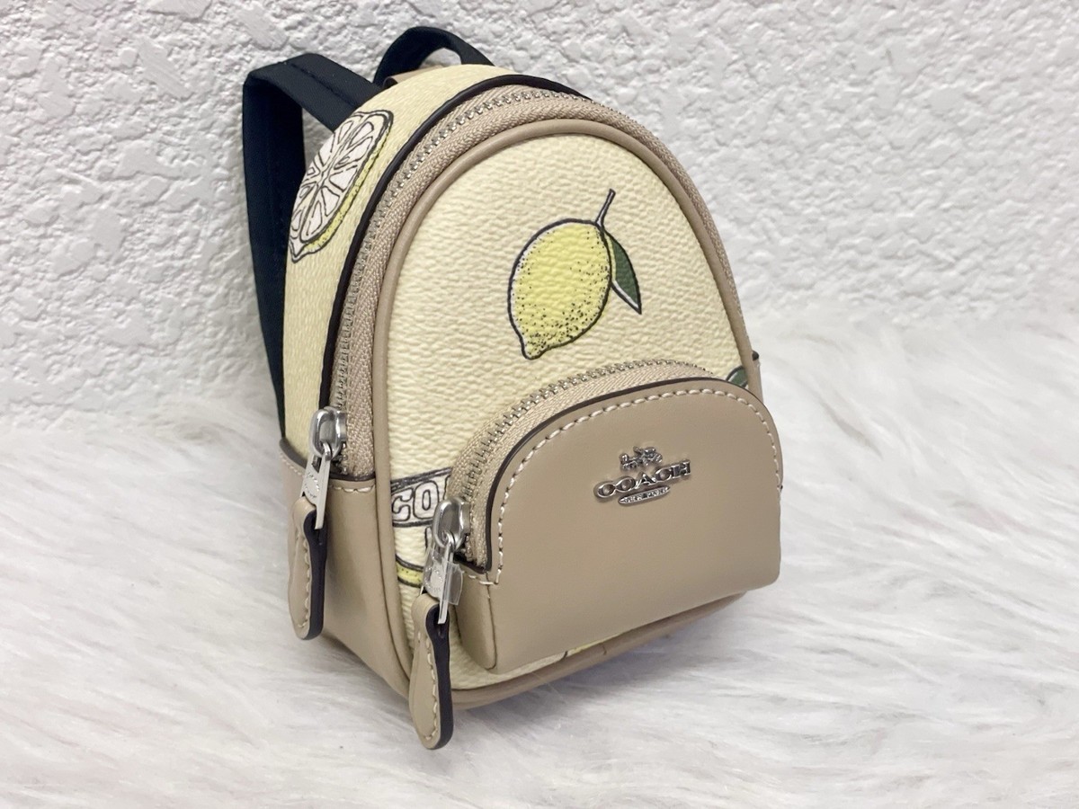 Coach Mini Court Backpack Bag Charm with Lemon Print CAP03 NWT | eBay