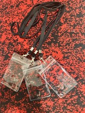 3 Pack Clear ID Badge Holder with Black Lanyard Vertical Waterproof Office Trips