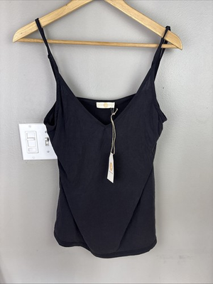 #ad Chrysanthemum Size Small Black Tank Top Spaghetti Strap Modal Made In USA $14.96