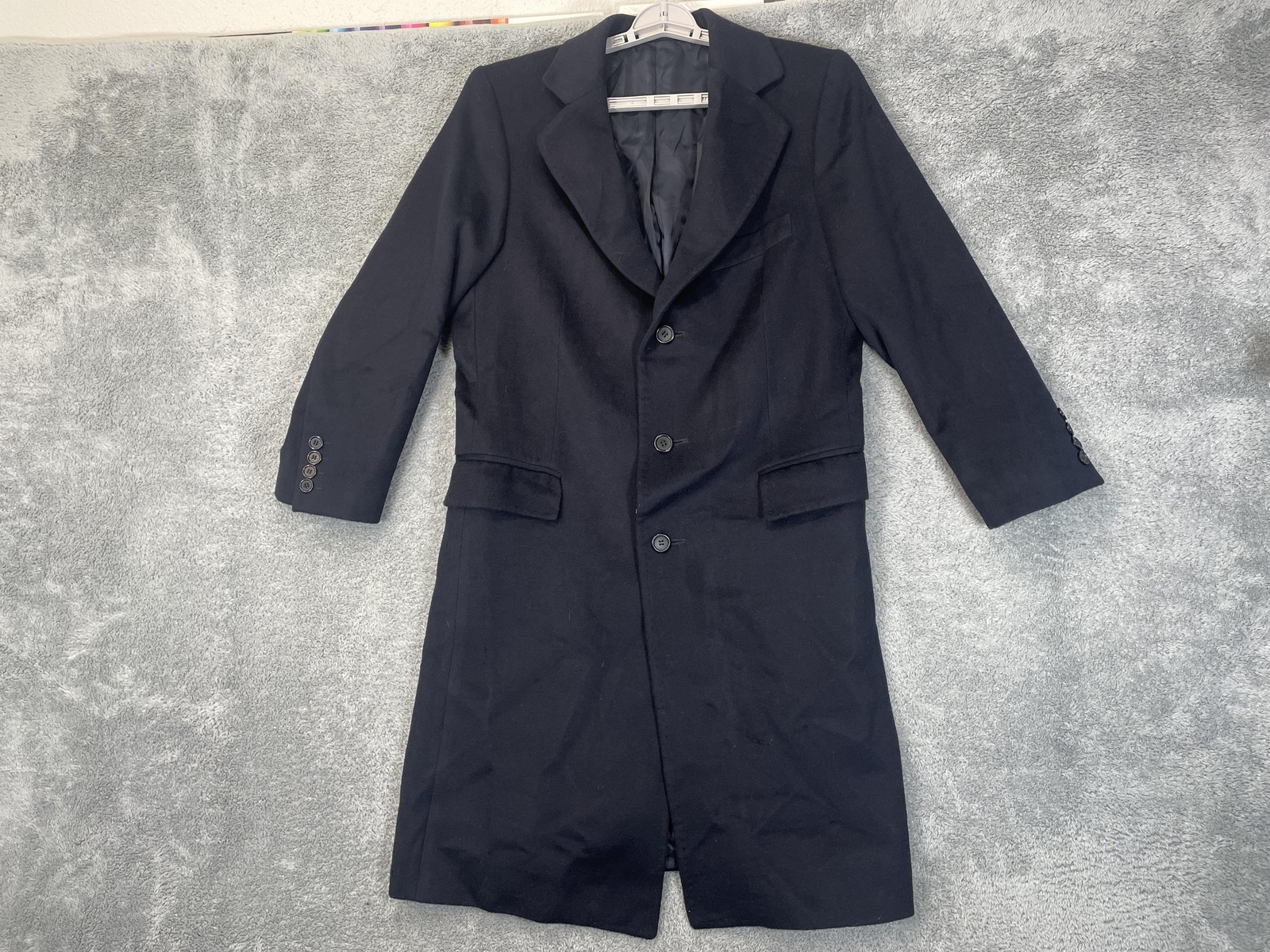 Canali 1934 Silver Label Overcoat Mens US 42 Black Wool Cashmere Long Italy Made