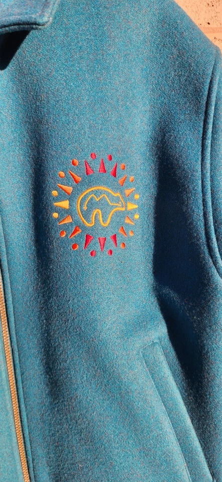 Pendleton RARE Western Wear Wool Bomber Jacket - Teal - Men's L - USA Made - Image 3 of 4