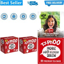 Typhoo • 80  Black Tea Bags • Ethically Sourced Tea Leaves • Packed in the UK... 0.09 per strip