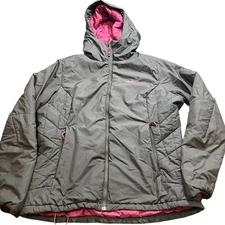 Patagonia Micro Puff Full Zip Quilted Insulated Hooded Jacket Womens XL Gray