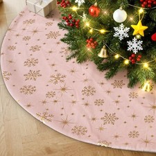 Christmas Tree Skirt 24 inch, Velvet Xmas Tree Skirt with Snowflake Winter Ch...
