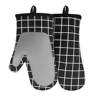 KüChe Ofenhandschuhe HitzebestäNdig Silikon Baumwolle Anti-Rutsch Backen Grillen