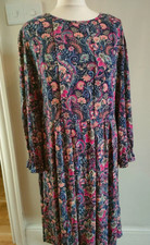 Monsoon Ennio Midi Dress Dark paisley Style Print Long Sleeves New Size Small