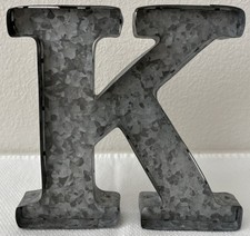 Galvanized Metal 3D Letter "K" Rustic Gray 8" Name Decor, Hang or Free Standing