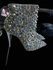 Christian Louboutin So Full Kate 100 glitter specchio studded ankle boots.