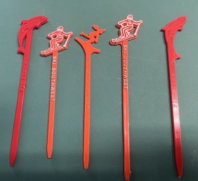Lot of 5 Plastic Swizzle Sticks Southwest Airlines Vintage