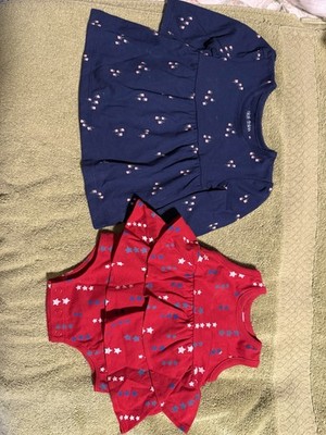 NEVER WORN OKIE DOKIE KNIT ROMPER AND PINK RUFFLE ROMPER SET OF TWO  NEWBORN