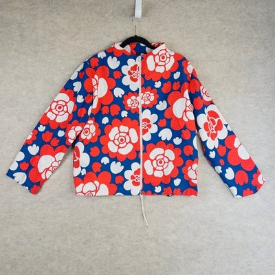 Vintage 70s Floral Japanese Style Funnel Neck Jacket Best Fit M Lightweight