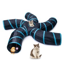 Cat Tunnel for Indoor Cats Large, with Play Ball S-Shape 5 Way Collapsible In...