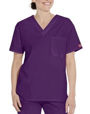 Dickies EDS Signature Unisex Scrub Top Purple 83706 XS NWT