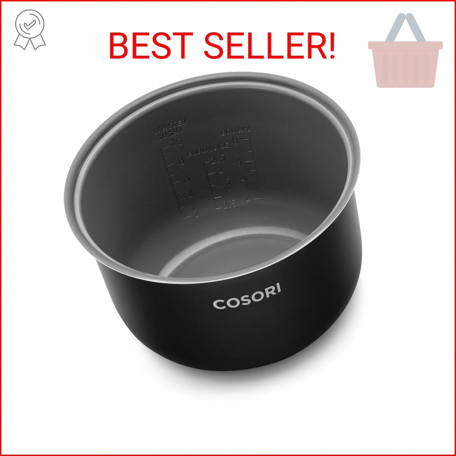 Cosori 5-Quart Rice Cooker Inner Pot Non-Stick for 10 Cup Uncooked CRC-R501- KUS