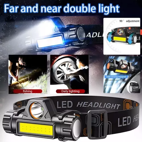 2er Pack USB Wiederaufladbare Wasserdicht LED Stirnlampe Head Light Taschenlampe - Bild 4 von 12