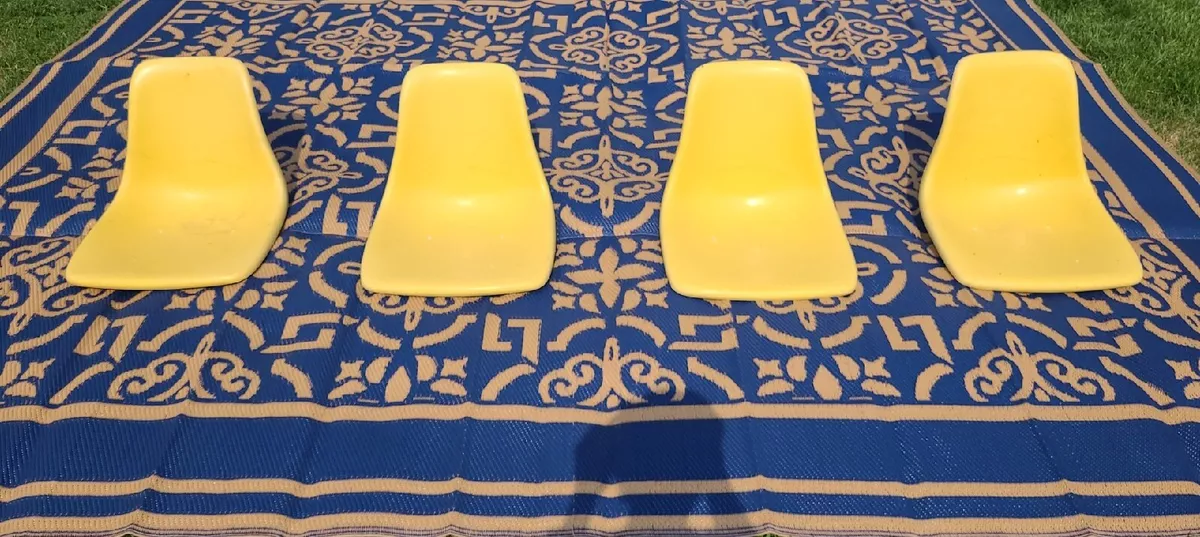 4 Herman Miller Eames Style Fiberglass Side Shell Chair Yellow Vintage