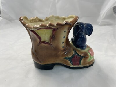  Blue Elephant 花瓶 Blue Elephant and Shoe Planter Vase Japan Vintage | eBay