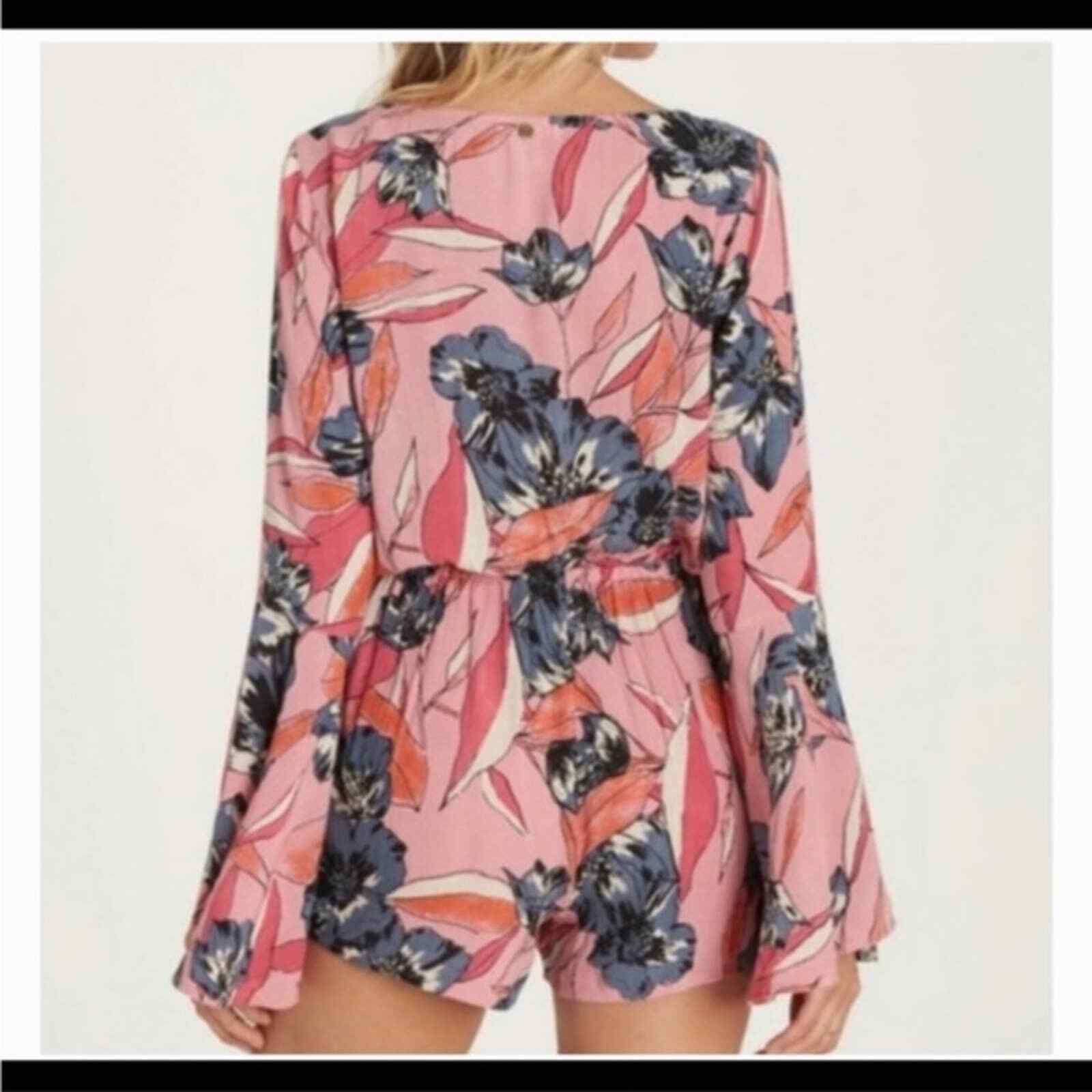 Billabong Boho Pink Floral Bell Long Sleeve Romper - image 2