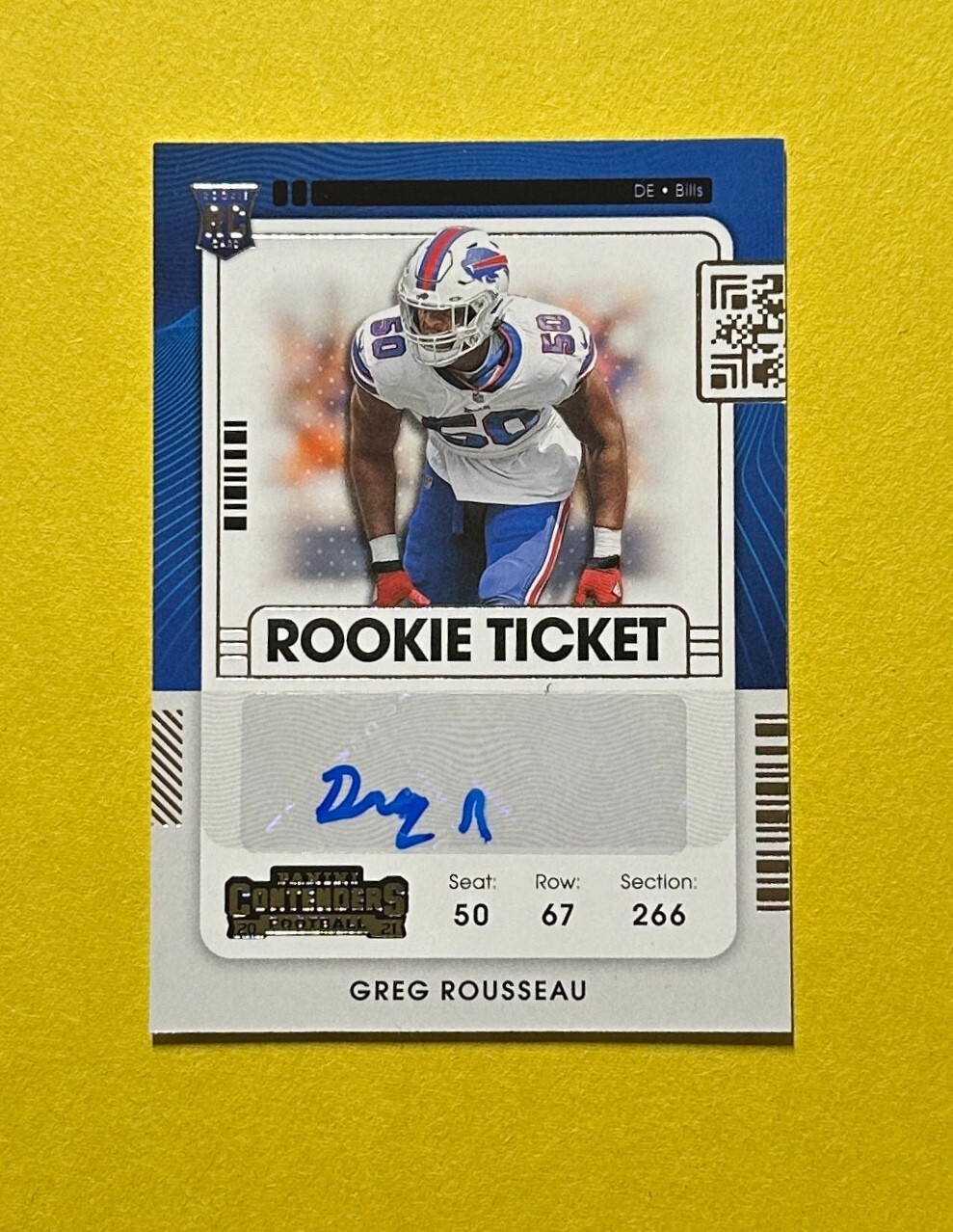 2021 PANINI CONTENDERS GREG ROUSSEAU ROOKIE TICKET AUTO #158 BILLS