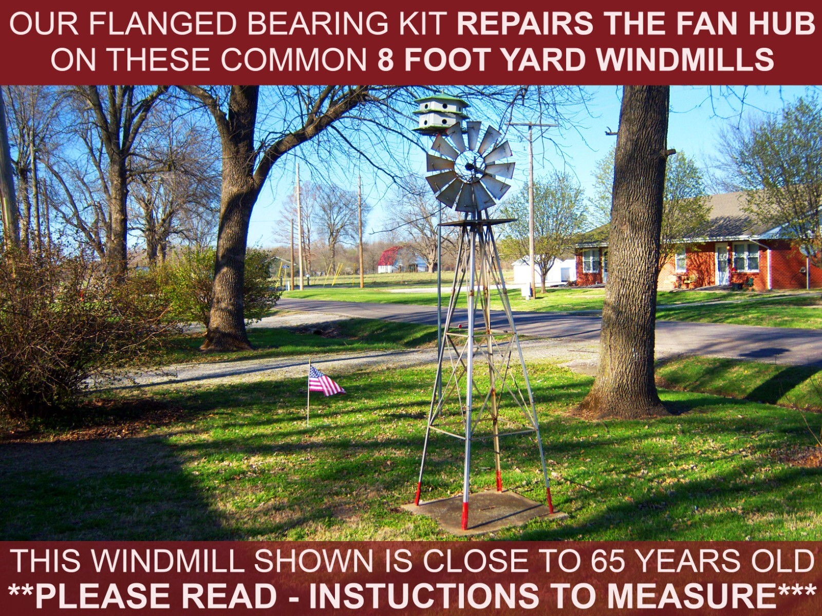 WINDMILL BEARINGS 8 FOOT LAWN AND GARDEN 8' YARD ORNAMENT FAN