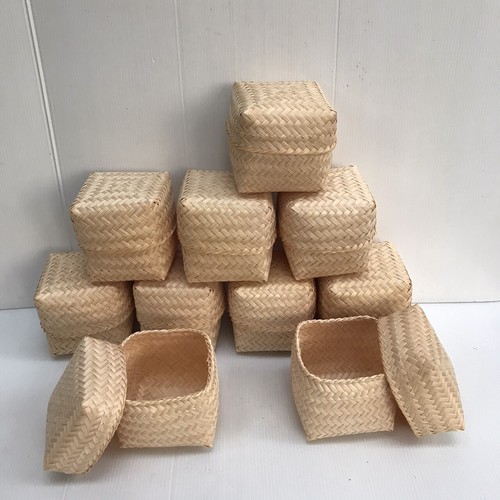 Vintage Thai Handicraft Kratip Sticky Rice Small Bamboo Serving Basket Size3"X3" - Picture 71 of 96