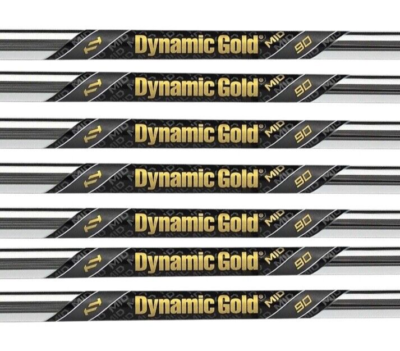 Set of 7 True Temper Dynamic Gold Mid 90 Iron Shafts Steel R300