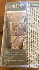 1 NEW Croscill Giulietta Euro Pillow Sham Cover 26 x 26 Beige Maroon