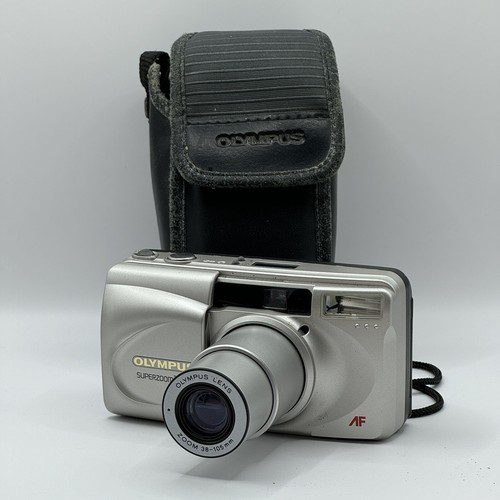Olympus Superzoom 105G 35mm Film Point and Shoot Camera Silver With