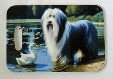 Bearded Collie luggag/bag tag 2.75"X4" with leather fastener