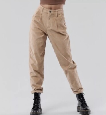 Hollister Womens Size 26 Ultra High Rise Tan Corduroy Mom Pants