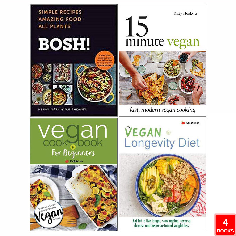 Bosh Simple Recipes, 15 Minute Vegan, Vegan Cookbook & Vegan Longevity 4 Books