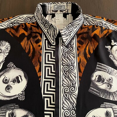 order shirts 近鉄◆シーツ　高級布　うるわし GIANNI VERSACE silk shirt Opera Balletto Teatro Cinema size IT 52