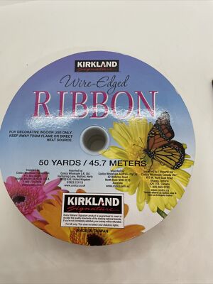 Kirkland White w/ Pink Lime Green Dots 1.5 Inch Wide Wire Edged Ribbon 50 Yards