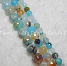 Natural 6/8/10mm Faceted Blue Polychrome Agate Gemstone Round Loose Beads 15''