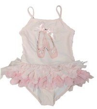 Biscotti Girl's UPF 50 One Piece Swimsuit Pink Ballet Slippers
