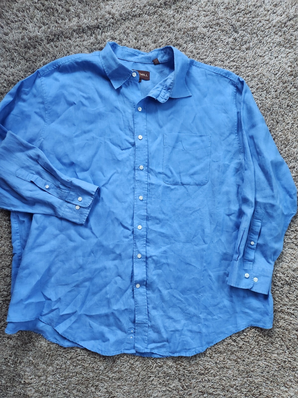 Oak Hill Big & Tall 100 Linen Classic Blue L/s Btn S… Gem