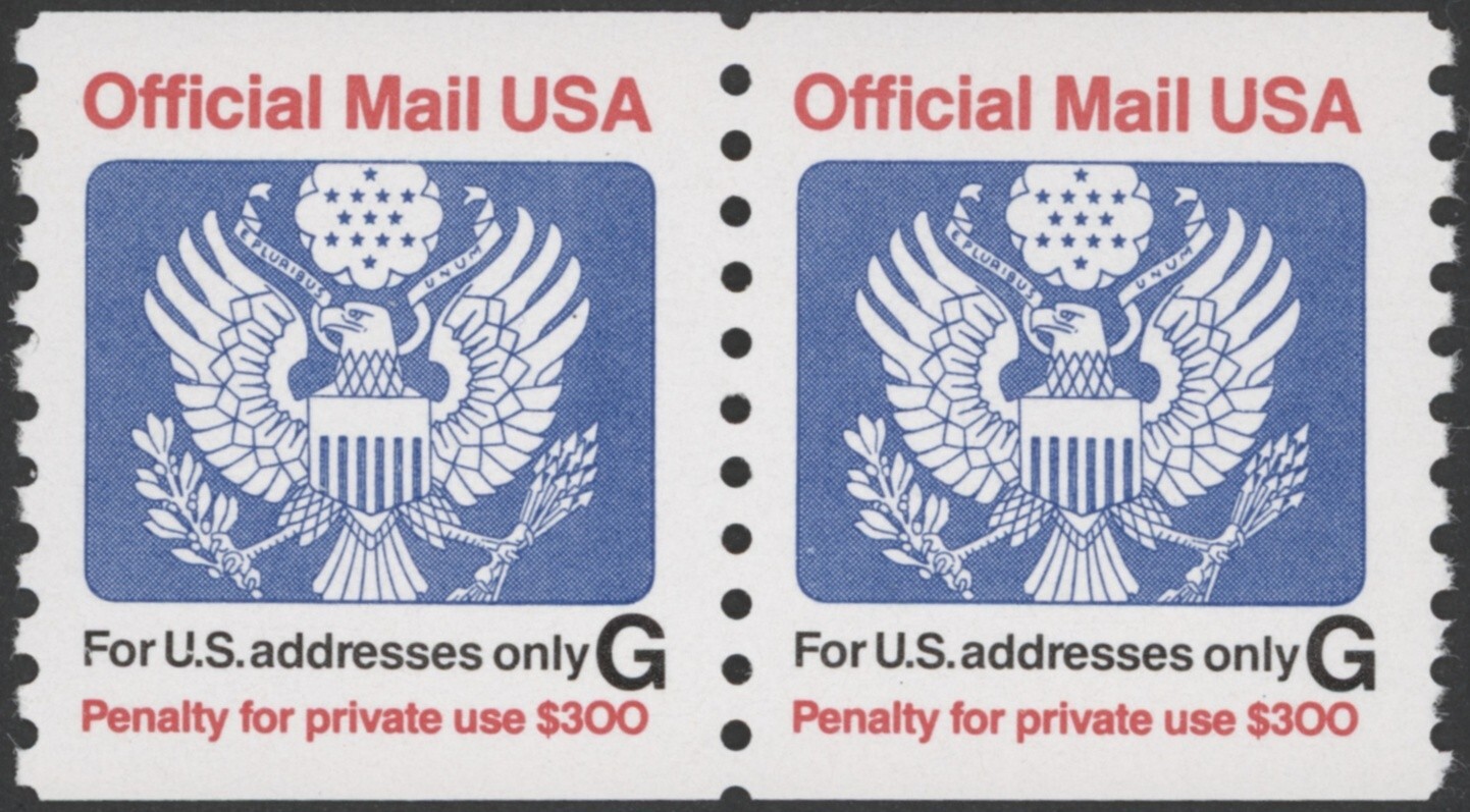 1994 US Scott #O152, G Rate Official Coil Pair MNH