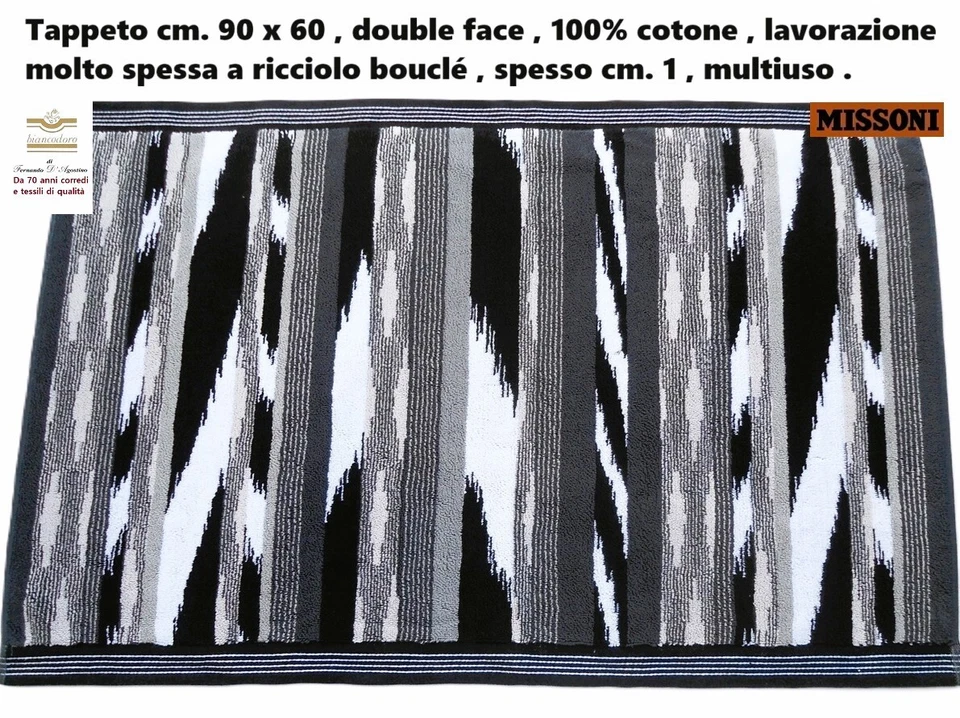 Tapis Missoni Salle de Bain Cuisine'Entrée Ecc. Cm. 90 x 60, 100% Coton Double - Photo 2/4