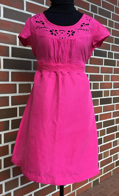 HALLHUBER Kleid Gr. 38 Seide Rosa/ Pink Lochstickerei Damen TOP