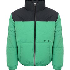 Fila Women's Green Colour Blocked Puffer With Logo (x-small) Rrp£90