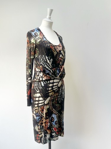 Women’s Paul Smith Dress Black Label Knee Length Jersey Viscose Butterfly Small - Picture 6 of 24
