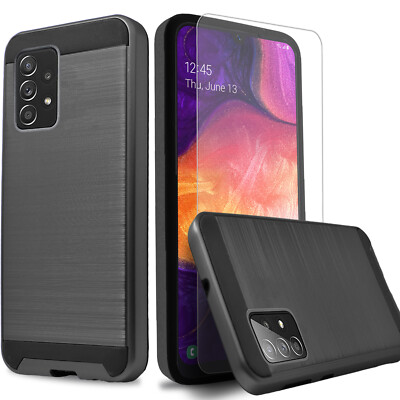 For Samsung Galaxy A32 A52 A72 5G Phone Case Cover Slim+ Tempered Glass Screen