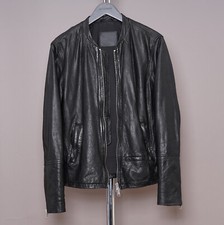 ALL SAINTS Leather Jacket Mens MEDIUM Black Bomber Celebrity Gates Collide