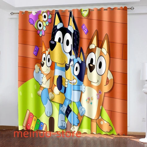 3D Bluey Dog Cartoon Made par grueso oscurecimiento térmico cortina ojal DE - Imagen 3 de 4
