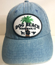 Cap  Dog Beach. Ocean Beach Ca.  Kids Cameo Denim Stretch Strap Hat Unisex